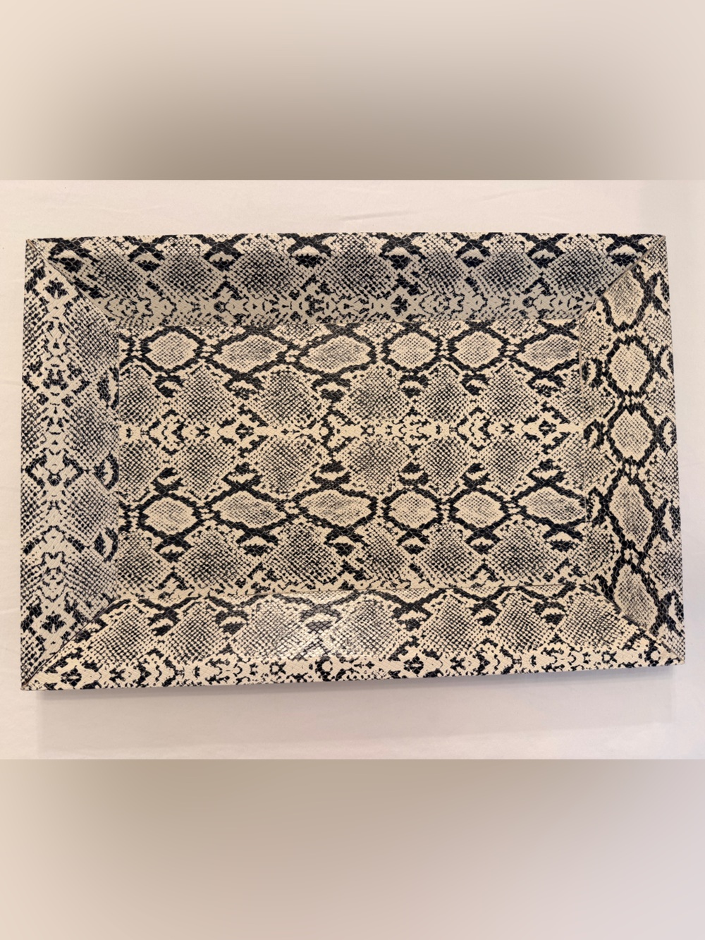 Two’s Company Snakeskin Pattern Decorative Tray - Black & Cream